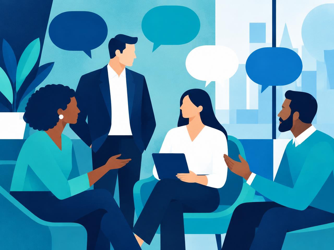 Personas conversando sobre su experiencia laboral
